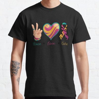 Peace Love Cure Breast Cancer Awareness Classic T-Shirt RB2812 product Offical Breast Cancer Merch