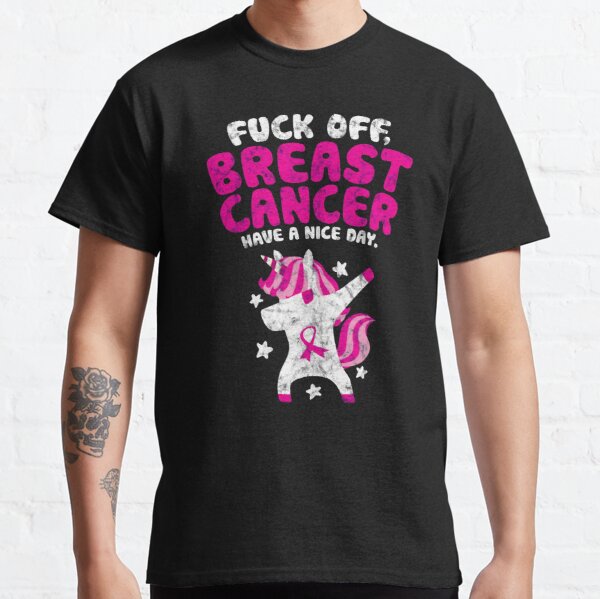 Fuck Off Breast Cancer Quote Dabbing Unicorn | Distressed Classic T-Shirt RB2812 product Offical Breast Cancer Merch