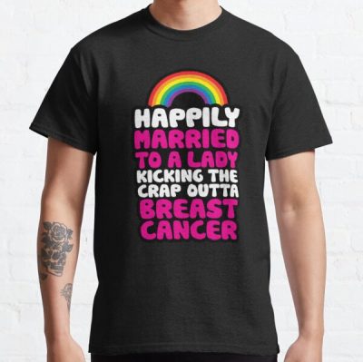 Breast Cancer Gay Lesbian Wife Support | Pride Rainbow Classic T-Shirt RB2812 product Offical Breast Cancer Merch
