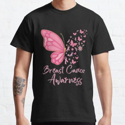 Breast Cancer butterflies survival ribbon Classic T-Shirt RB2812 product Offical Breast Cancer Merch