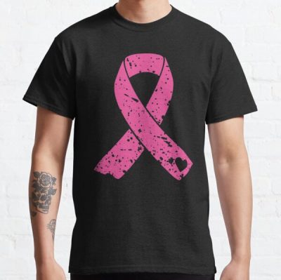 Distressed Breast Cancer Awareness Pink Ribbon Classic T-Shirt RB2812 product Offical Breast Cancer Merch