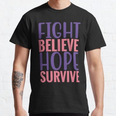 FIght Believe Hope Survive Breast Cancer Awareness Classic T-Shirt RB2812 product Offical Breast Cancer Merch
