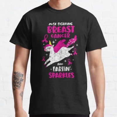 Fighting Breast Cancer Farting Sparkles Unicorn | Distressed Classic T-Shirt RB2812 product Offical Breast Cancer Merch