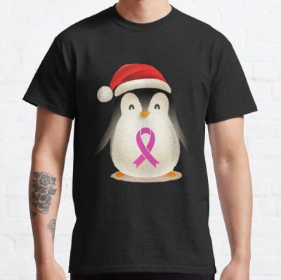 Christmas Ribbon Penguin Breast Cancer Awareness Classic T-Shirt RB2812 product Offical Breast Cancer Merch