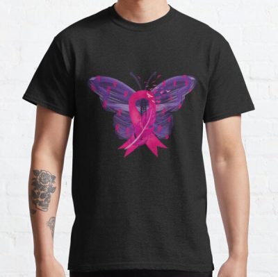 Cancer Ribbon Butterfly Sublimation , Breast Cancer Awareness T-Shirt, Motivational Shirt, Personalized Team Cancer Shirt , Cancer Support Team Tee Classic T-Shirt RB2812 product Offical Breast Cancer Merch