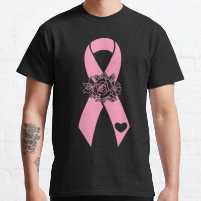Pink Ribbon Flower Rose Breast Cancer Awareness Classic T-Shirt RB2812 product Offical Breast Cancer Merch