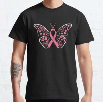Pink Ribbon Butterfly Breast Cancer Awareness Classic T-Shirt RB2812 product Offical Breast Cancer Merch