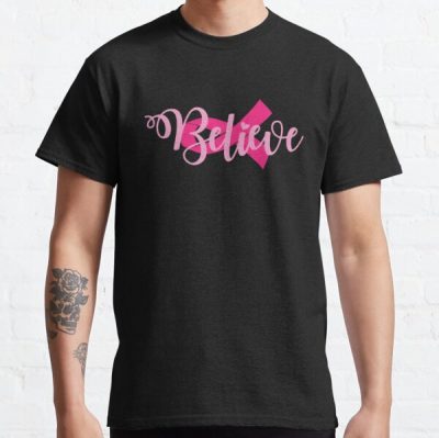 Believe Pink Ribbon Breast Cancer Awareness Classic T-Shirt RB2812 product Offical Breast Cancer Merch