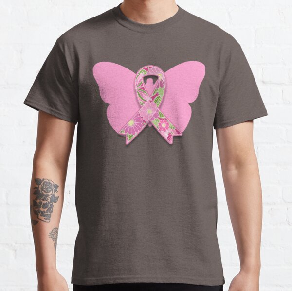 Pink Breast Cancer Ribbon with Butterfly Classic T-Shirt RB2812 product Offical Breast Cancer Merch