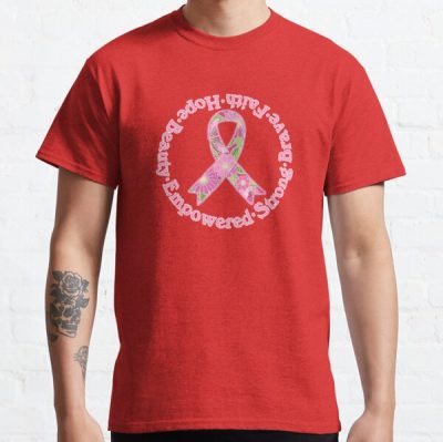 Floral Pink Breast Cancer Awareness Ribbon Classic T-Shirt RB2812 product Offical Breast Cancer Merch