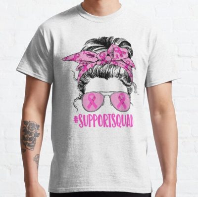 Support Squad Messy Bun Pink Warrior Breast Cancer Awareness  Classic T-Shirt RB2812 product Offical Breast Cancer Merch